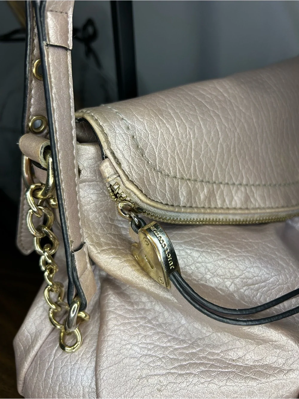 Juicy Couture Greta Lilac Pearl Iridescent Flap Crossbody Y2K Bag